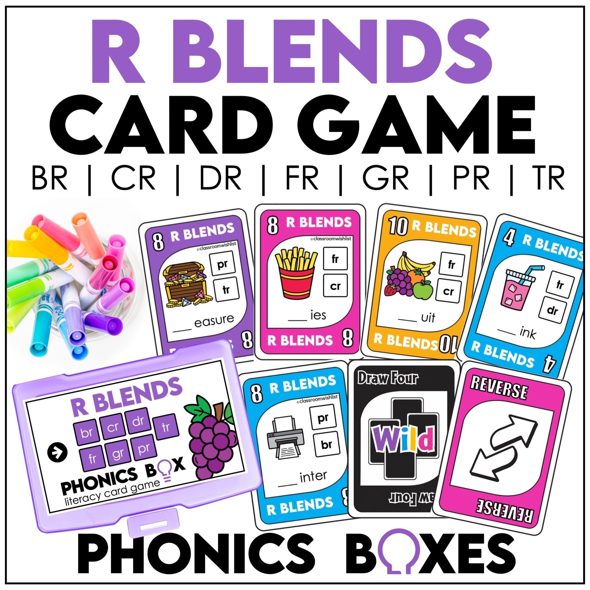 R Blends Card Game – 1st Grade Phonics BR, CR, DR, FR, GR, PR, TR - Hot Chocolate Teachables