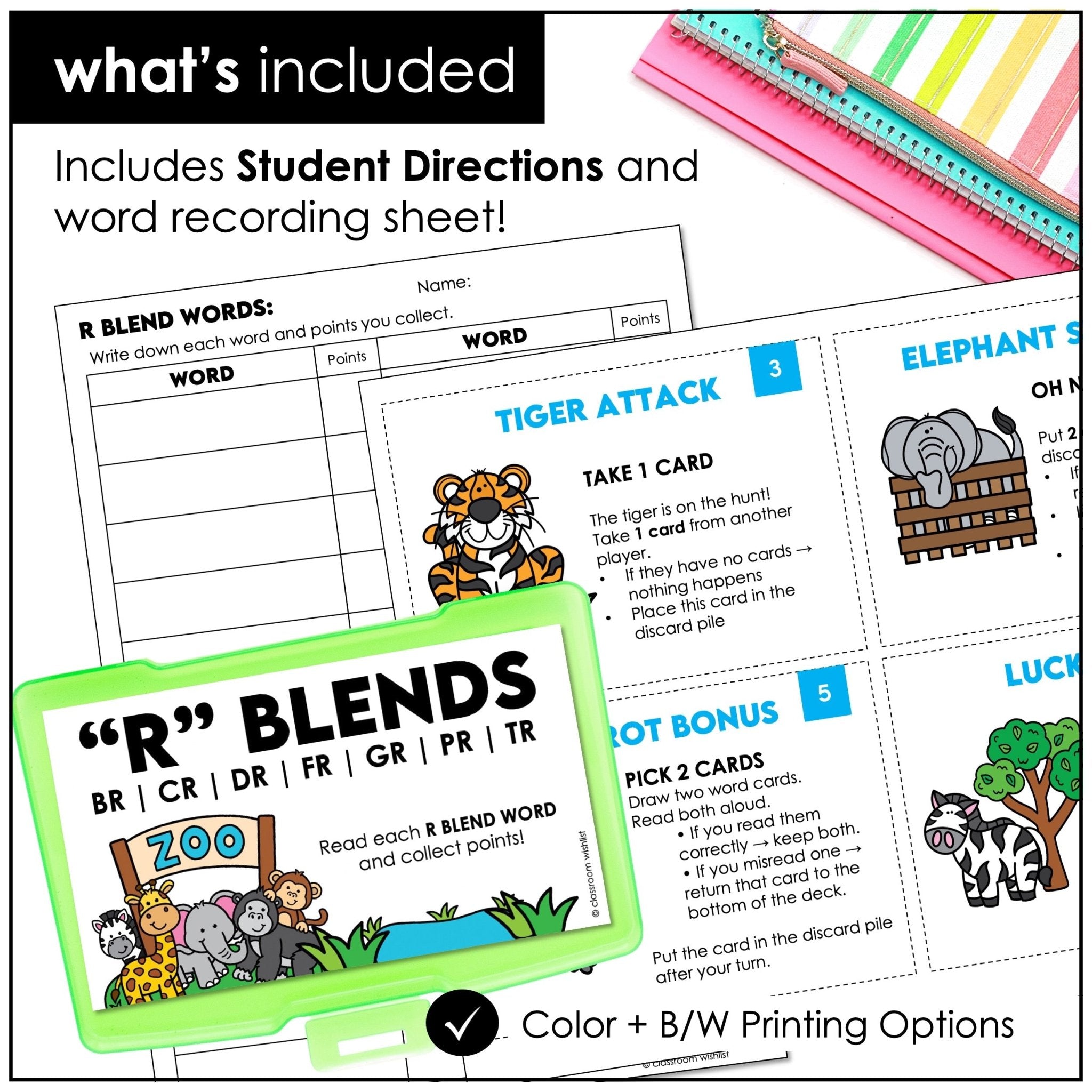 R Blends Card Game – Beginning Blends BR, CR, DR, FR, GR, PR, TR Phonics - Hot Chocolate Teachables