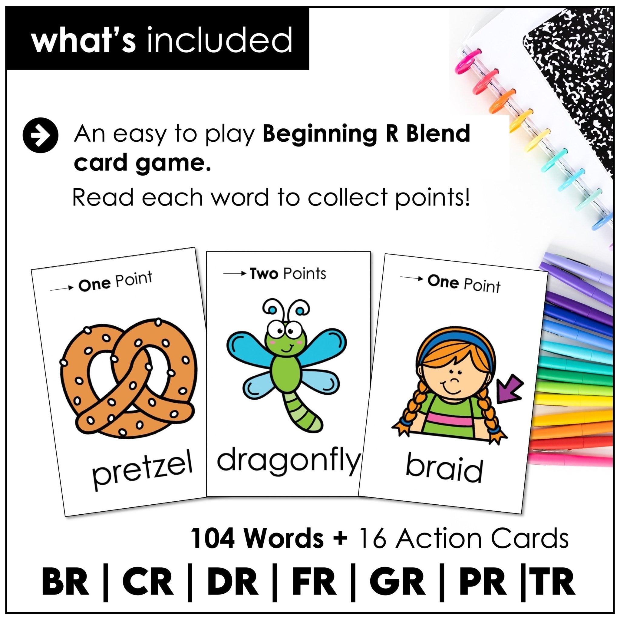 R Blends Card Game – Beginning Blends BR, CR, DR, FR, GR, PR, TR Phonics - Hot Chocolate Teachables