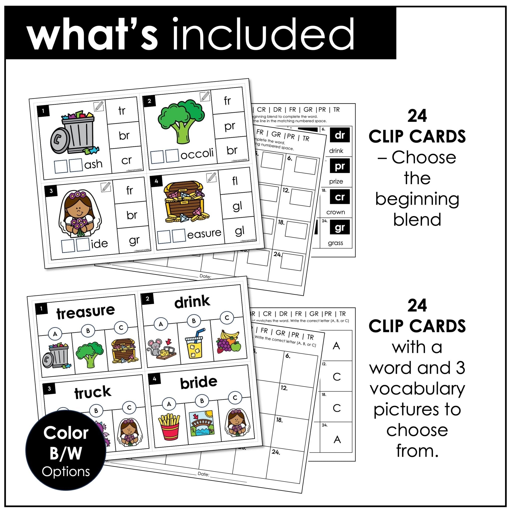 R Blends Task Cards – Beginning Letter Blends BR, CR, DR, FR, GR, PR, TR Phonics - Hot Chocolate Teachables