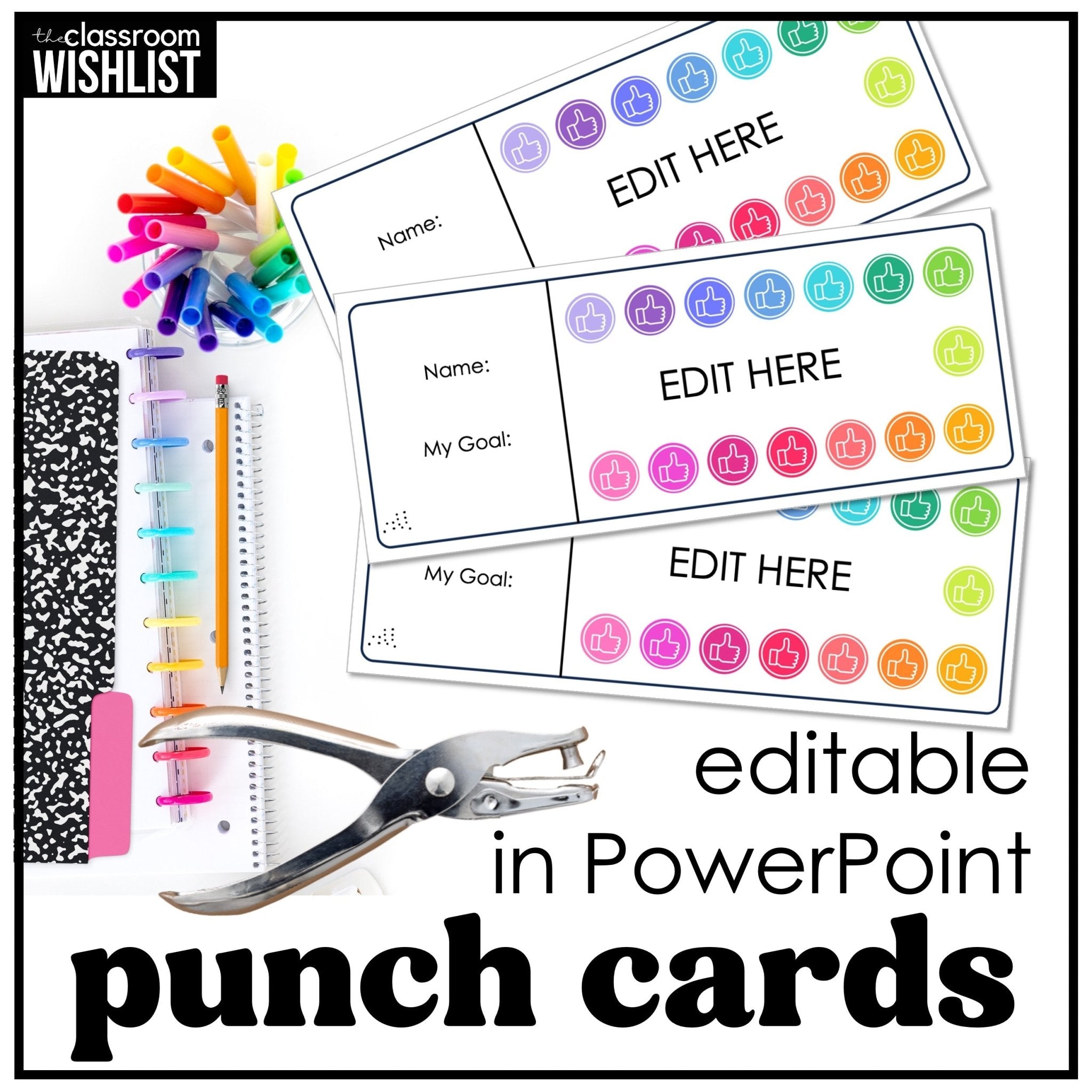 Reward & Incentive Punch Cards – Editable Template for Behavior & Goal Tracking - Award - Hot Chocolate Teachables