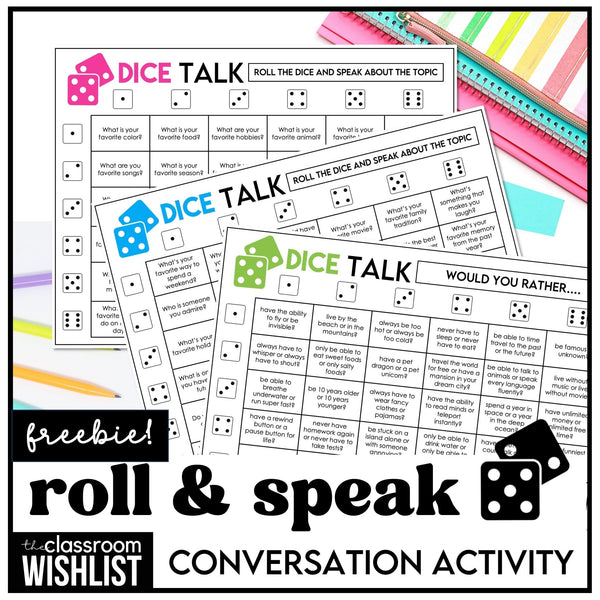 Roll & Speak: Dice Conversation Game | Fun Speaking Activity ESL & ELA | Freebie - Hot Chocolate Teachables