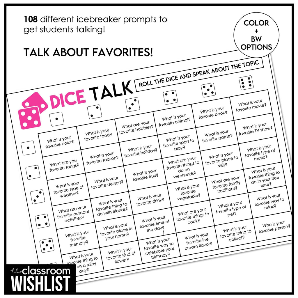 Roll & Speak: Dice Conversation Game | Fun Speaking Activity ESL & ELA | Freebie - Hot Chocolate Teachables