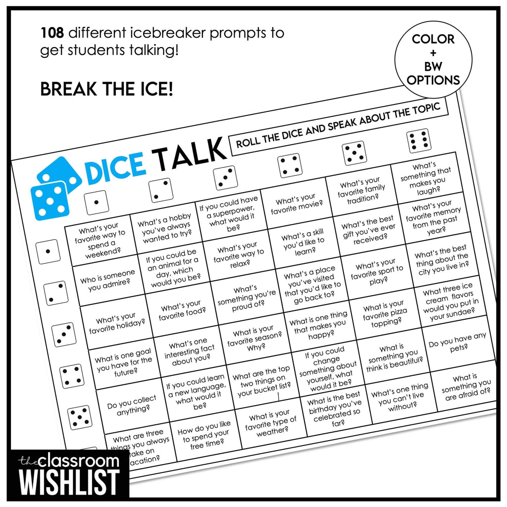 Roll & Speak: Dice Conversation Game | Fun Speaking Activity ESL & ELA | Freebie - Hot Chocolate Teachables