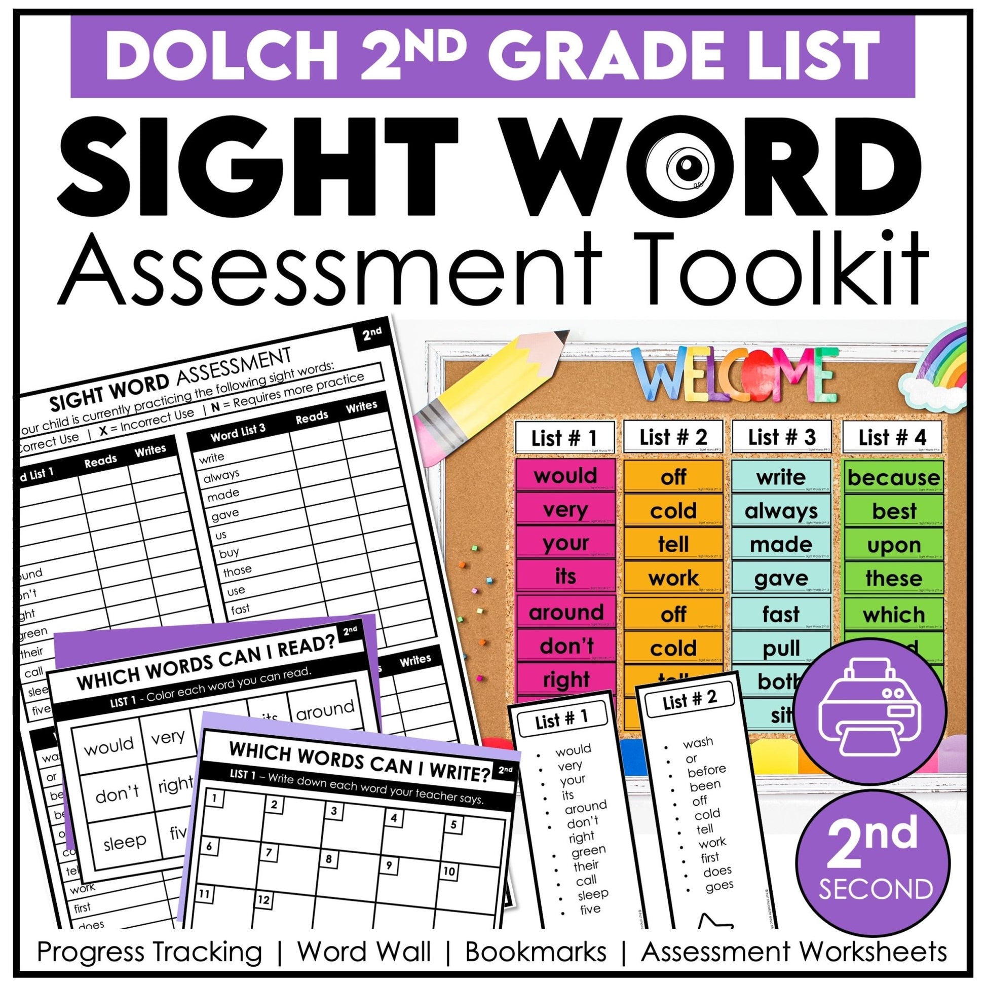 Second Grade Sight Word Progress Reports | Evaluation Template & Word Wall - Hot Chocolate Teachables