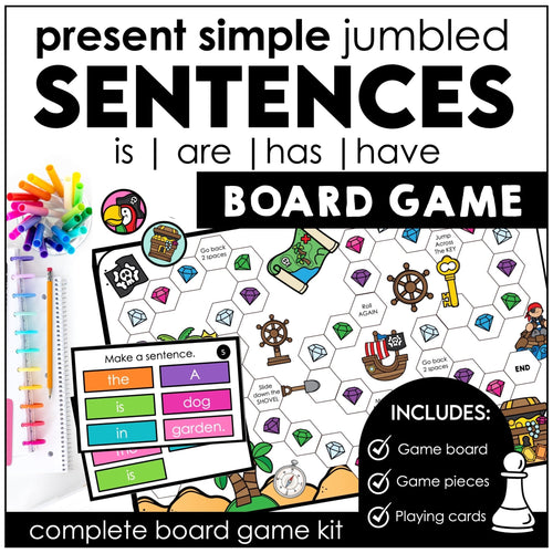Sentence Building Board Game | Simple Present Verbs : BE & HAVE - Hot Chocolate Teachables