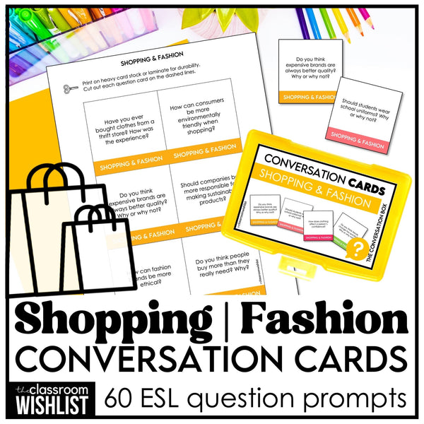 Shopping, Fashion & Trends Conversation Starter Question - Speaking Practice - Hot Chocolate Teachables