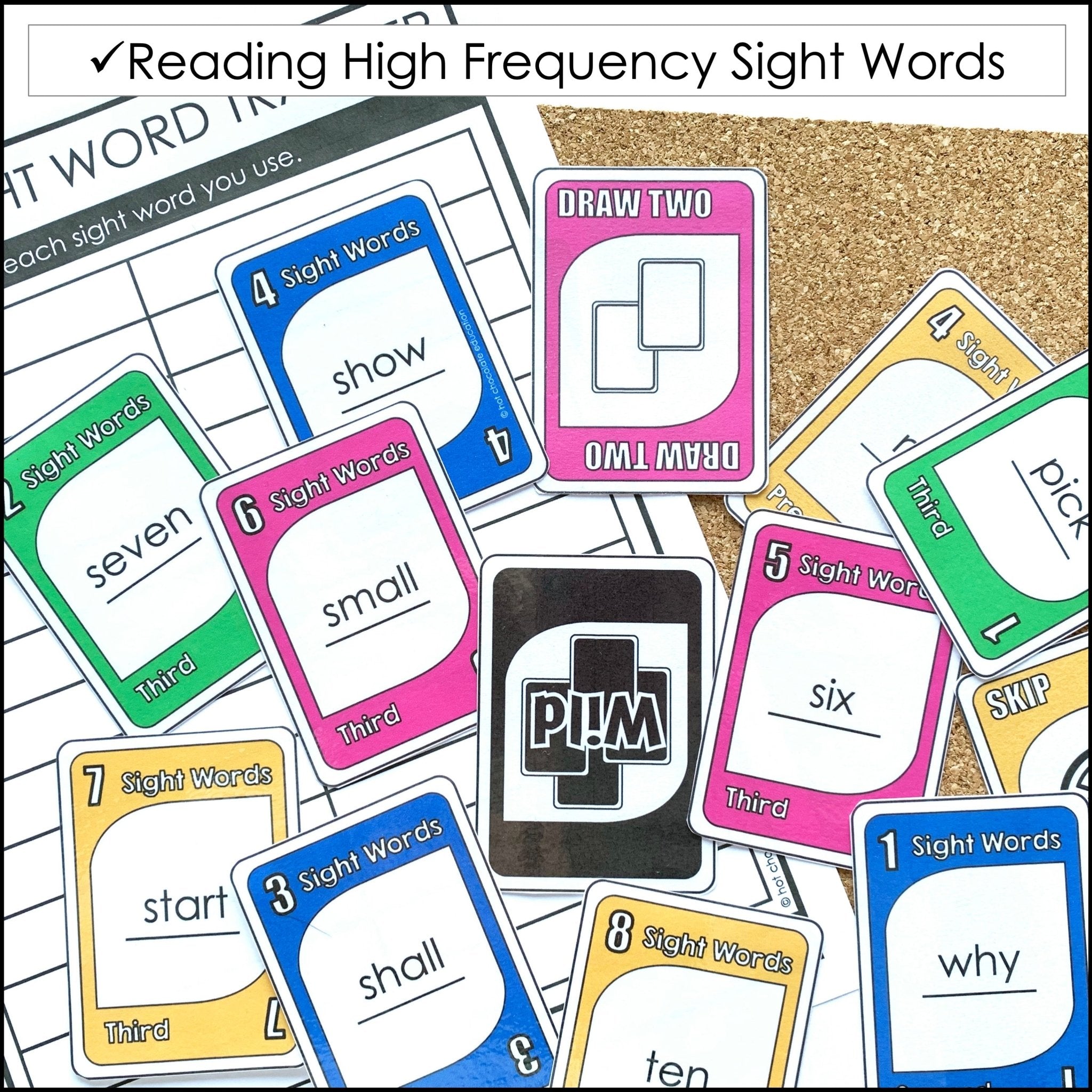 Sight Word Card Game | 3rd Grade Dolch Aligned - Plays like UNO - Hot Chocolate Teachables