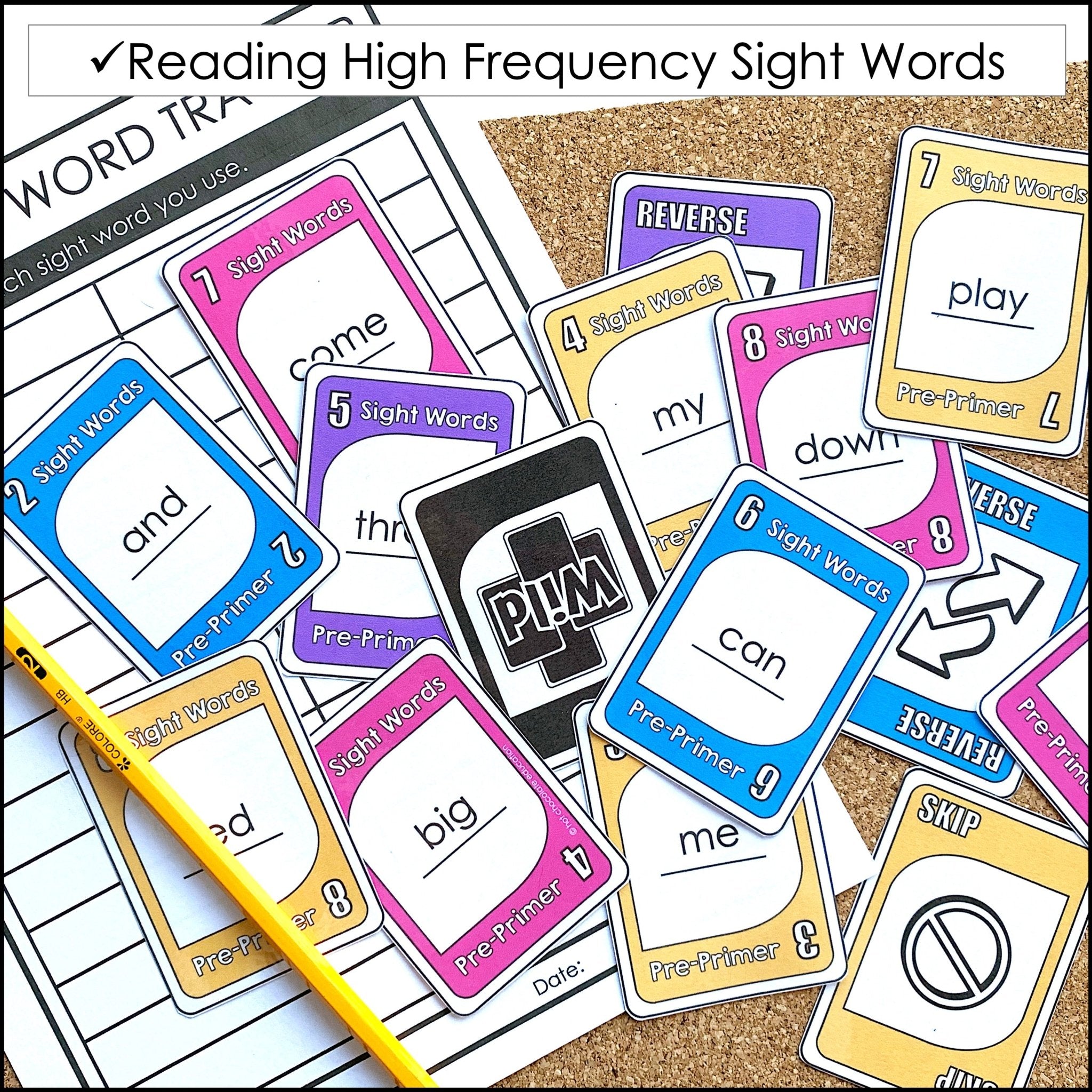 Sight Word Card Game | Pre - Primer Dolch Aligned - Plays like UNO - Hot Chocolate Teachables