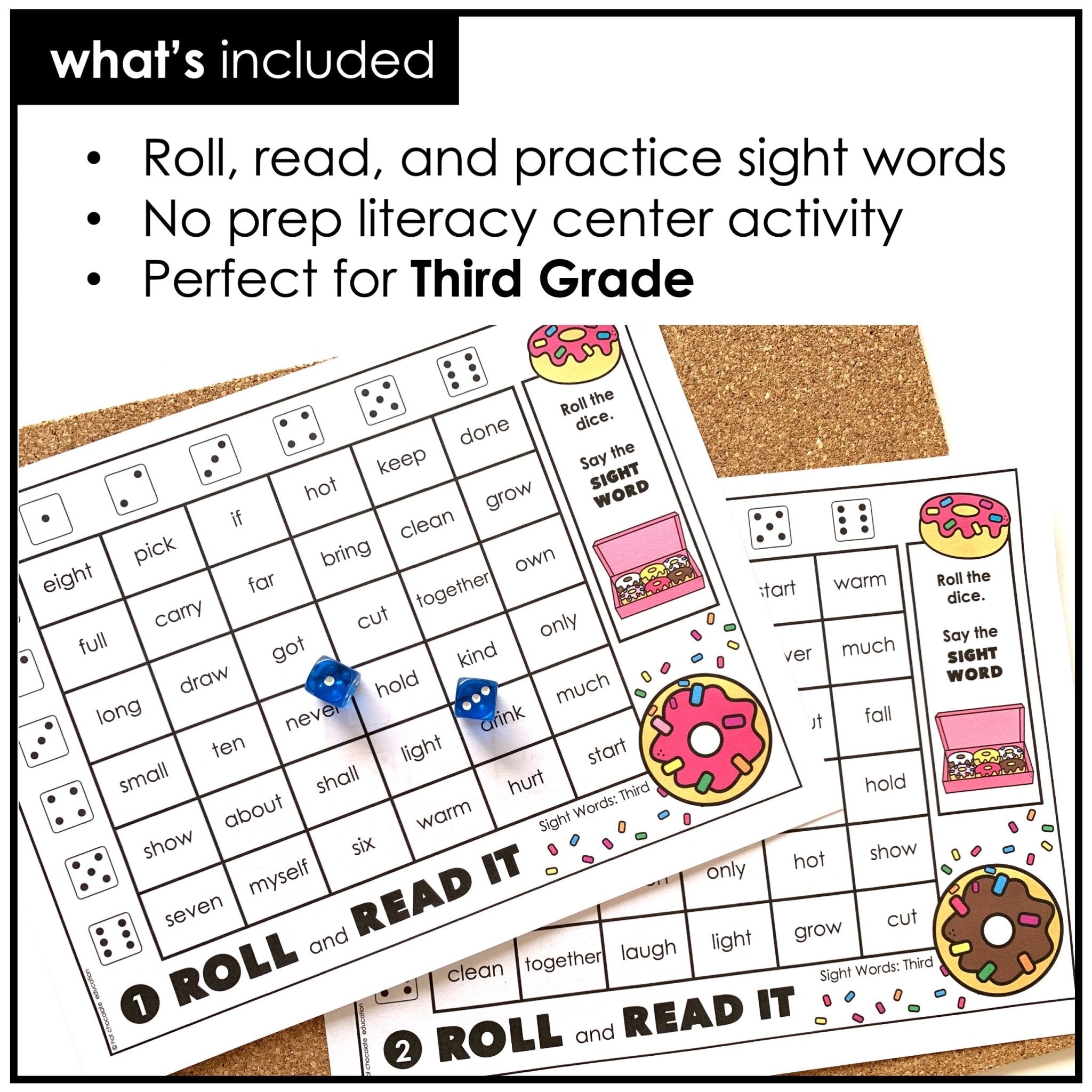Sight Words for Third Graders – Dolch Word List Dice Game - Hot Chocolate Teachables