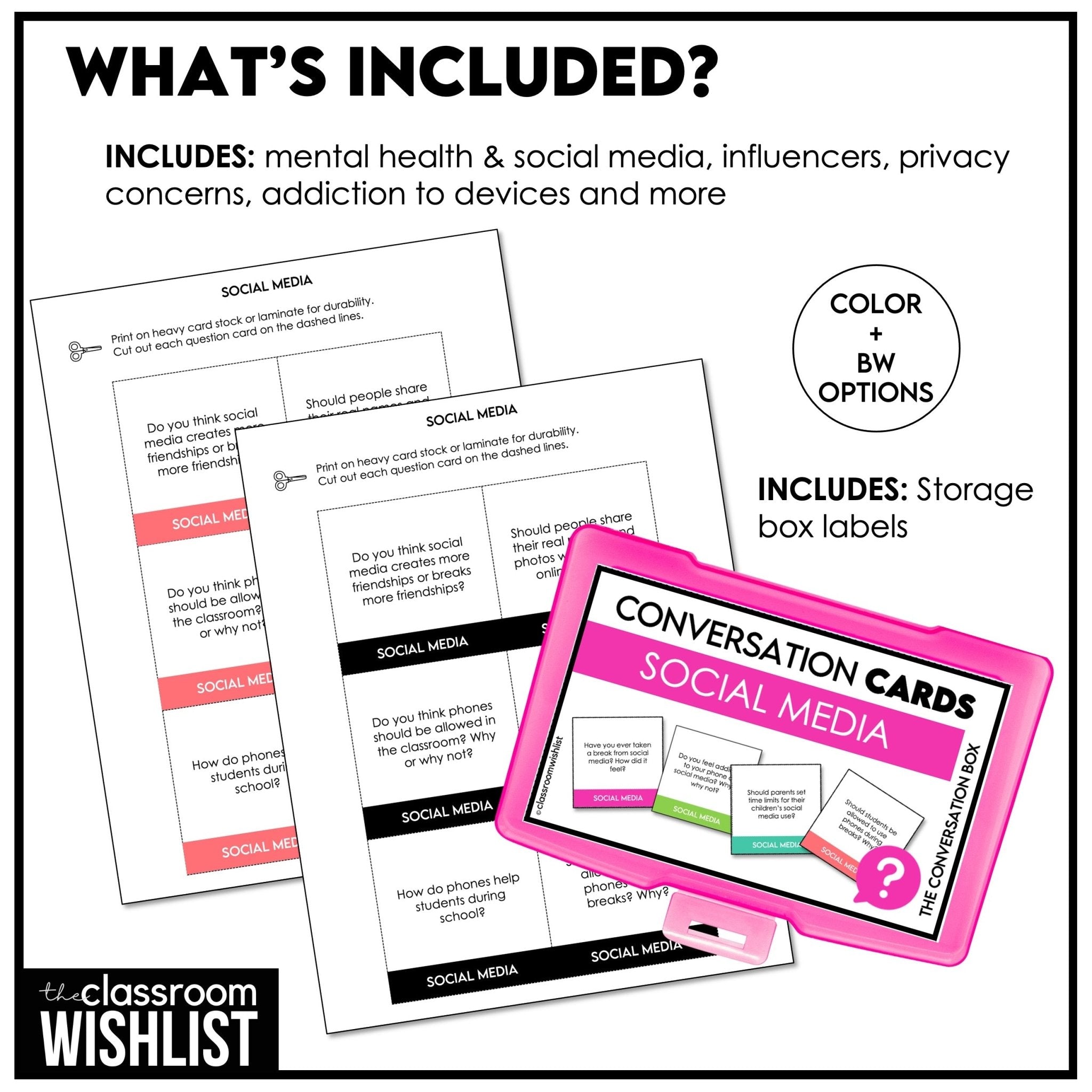 Social Media & Digital Life Conversation Cards | 60 ESL Discussion Questions - Hot Chocolate Teachables