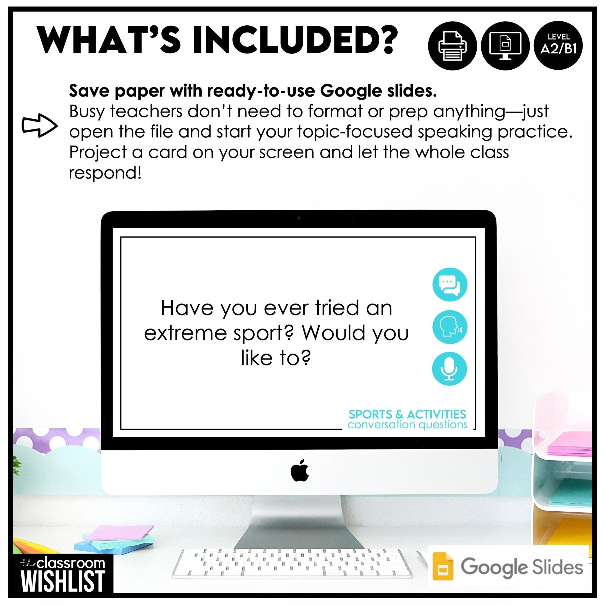 Sports & Physical Activities Conversation Starters | Question Cards | ESL, EFL - Hot Chocolate Teachables