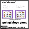 Spring Bingo Game for Preschool and Kindergarten - Easy Vocabulary Bingo Cards - Hot Chocolate Teachables