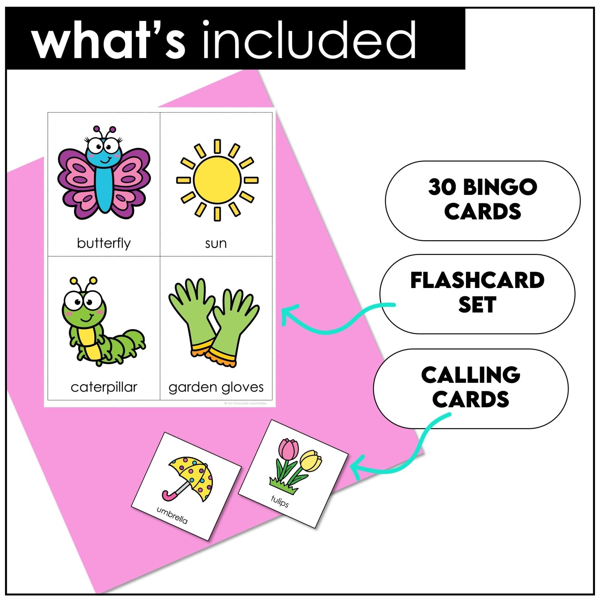 Spring - Easter Vocabulary Bingo Game & Flashcards - Hot Chocolate Teachables