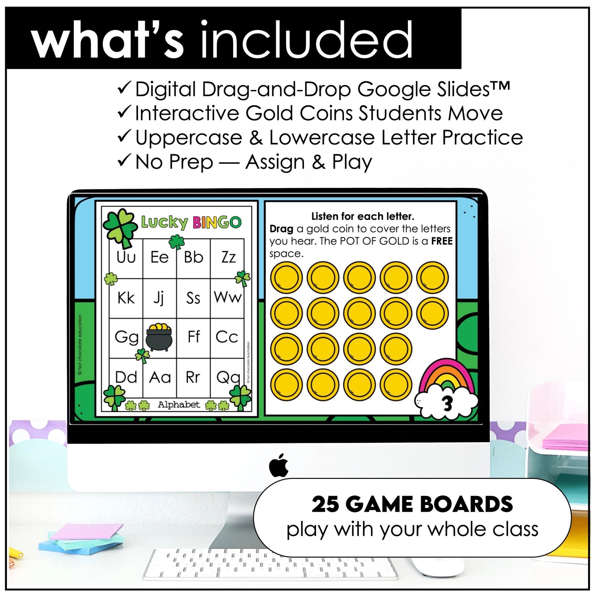 St. Patrick’s Day Digital Alphabet Bingo – Letter Fluency Game A–Z - Hot Chocolate Teachables