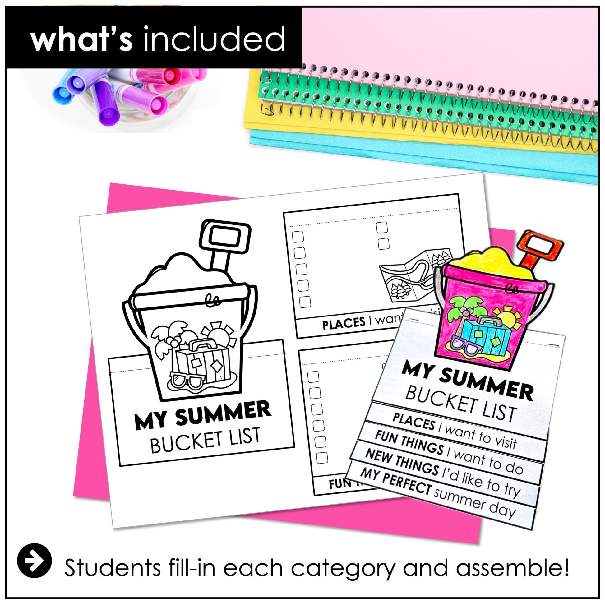 Summer Bucket List Flap Book Craft – End of Year Writing Activity for ESL/ELL - Hot Chocolate Teachables