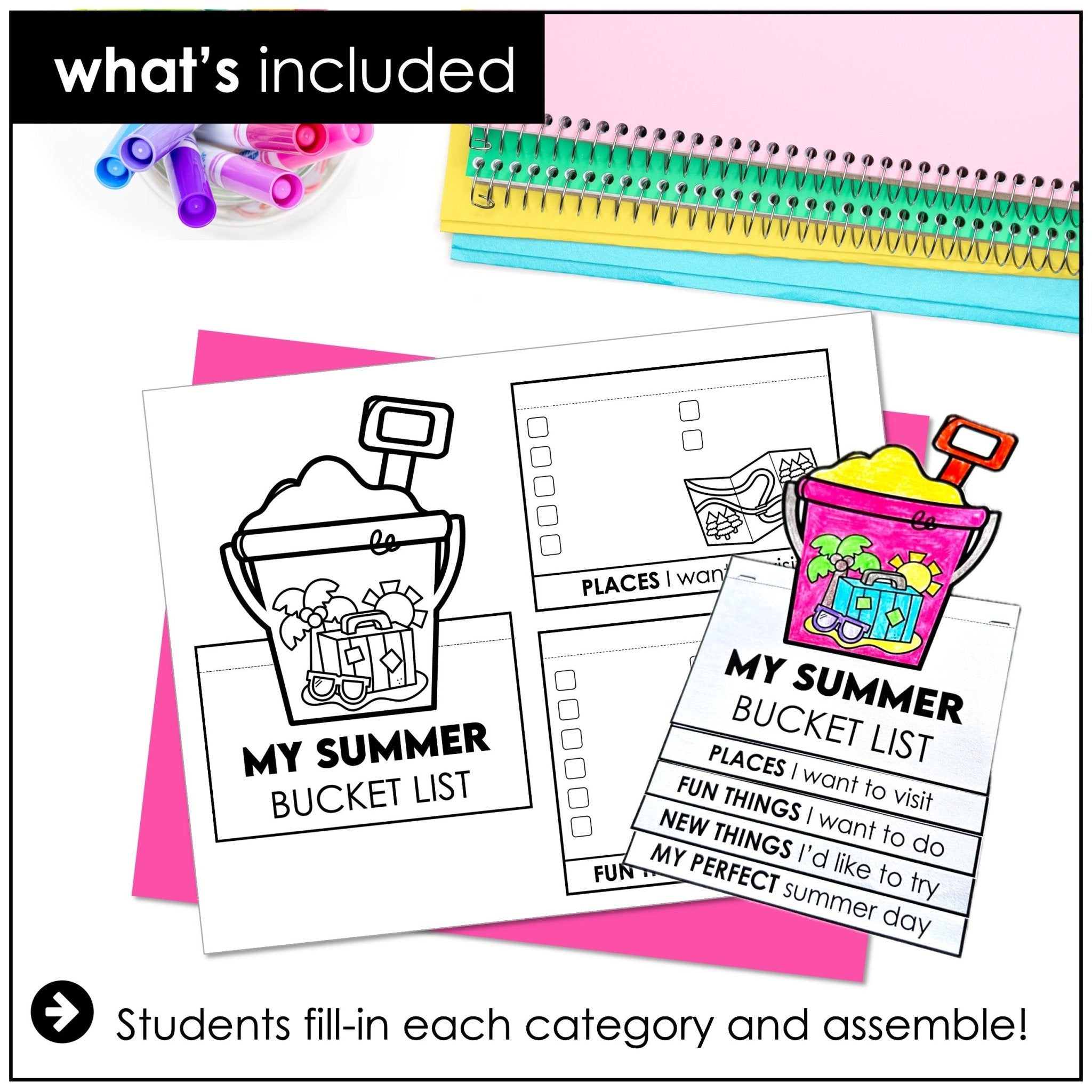 Summer Bucket List Flap Book Craft – End of Year Writing Activity for ESL/ELL - Hot Chocolate Teachables