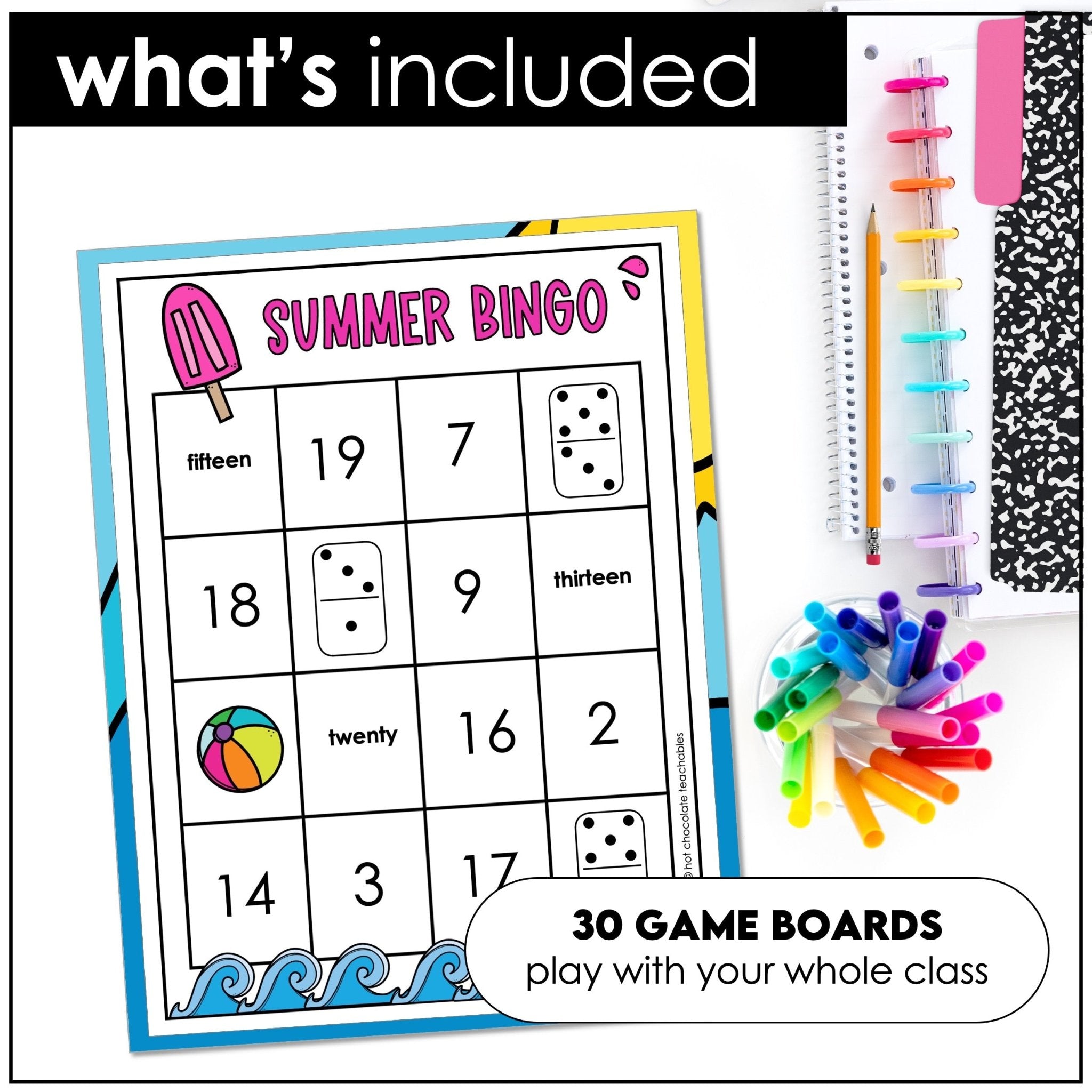 Summer Teen Number Bingo 1 - 20 | Number Sense | BUNDLE - Hot Chocolate Teachables