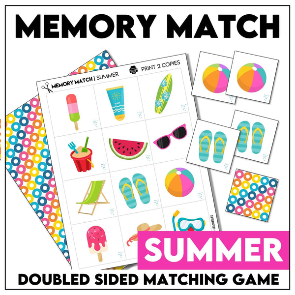 Summer Vocabulary Memory Match - Hot Chocolate Teachables