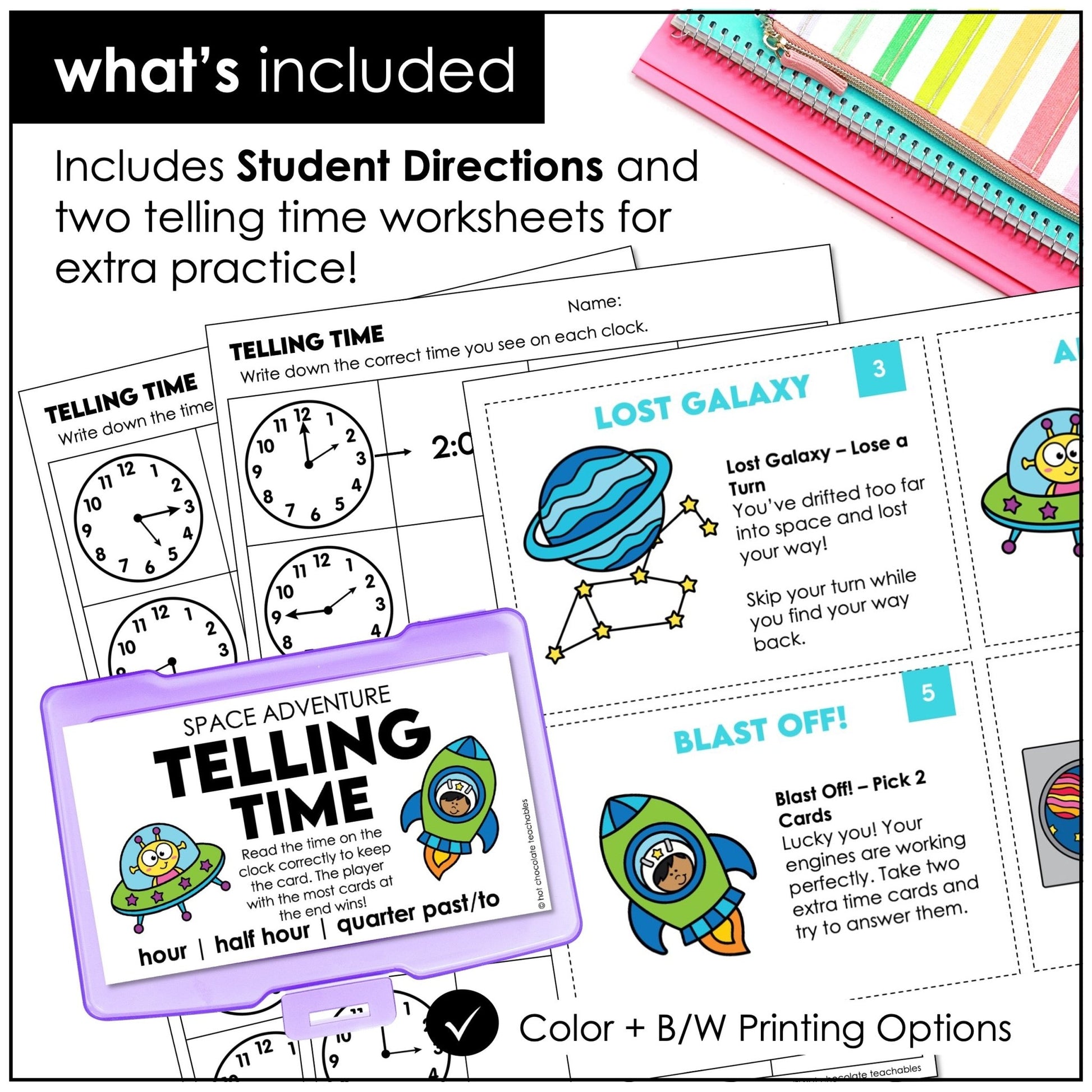 Telling Time Card Game – Analog Clock Practice (Hour, Half Hour & Quarter Hour) - Hot Chocolate Teachables