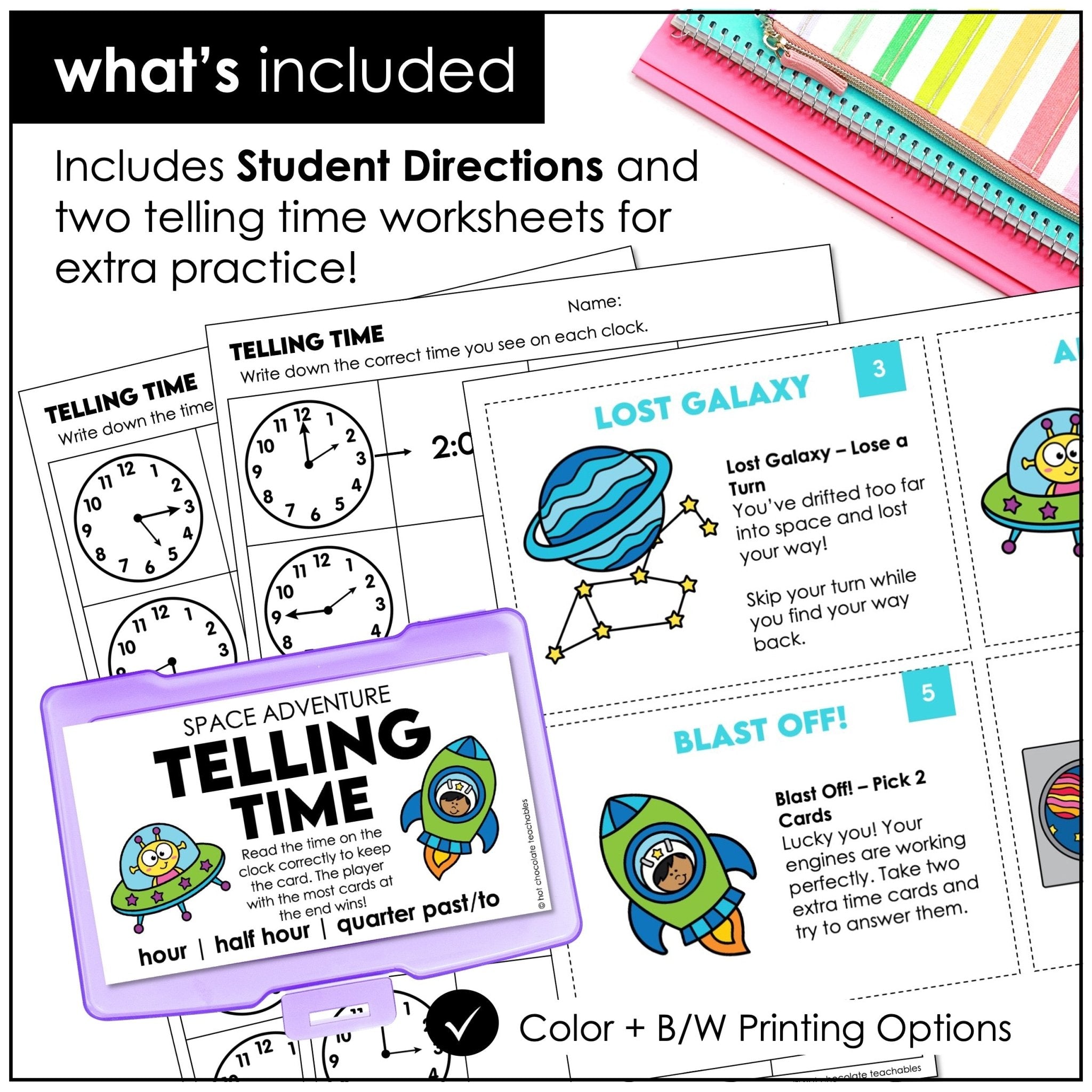 Telling Time Card Game – Analog Clock Practice (Hour, Half Hour & Quarter Hour) - Hot Chocolate Teachables