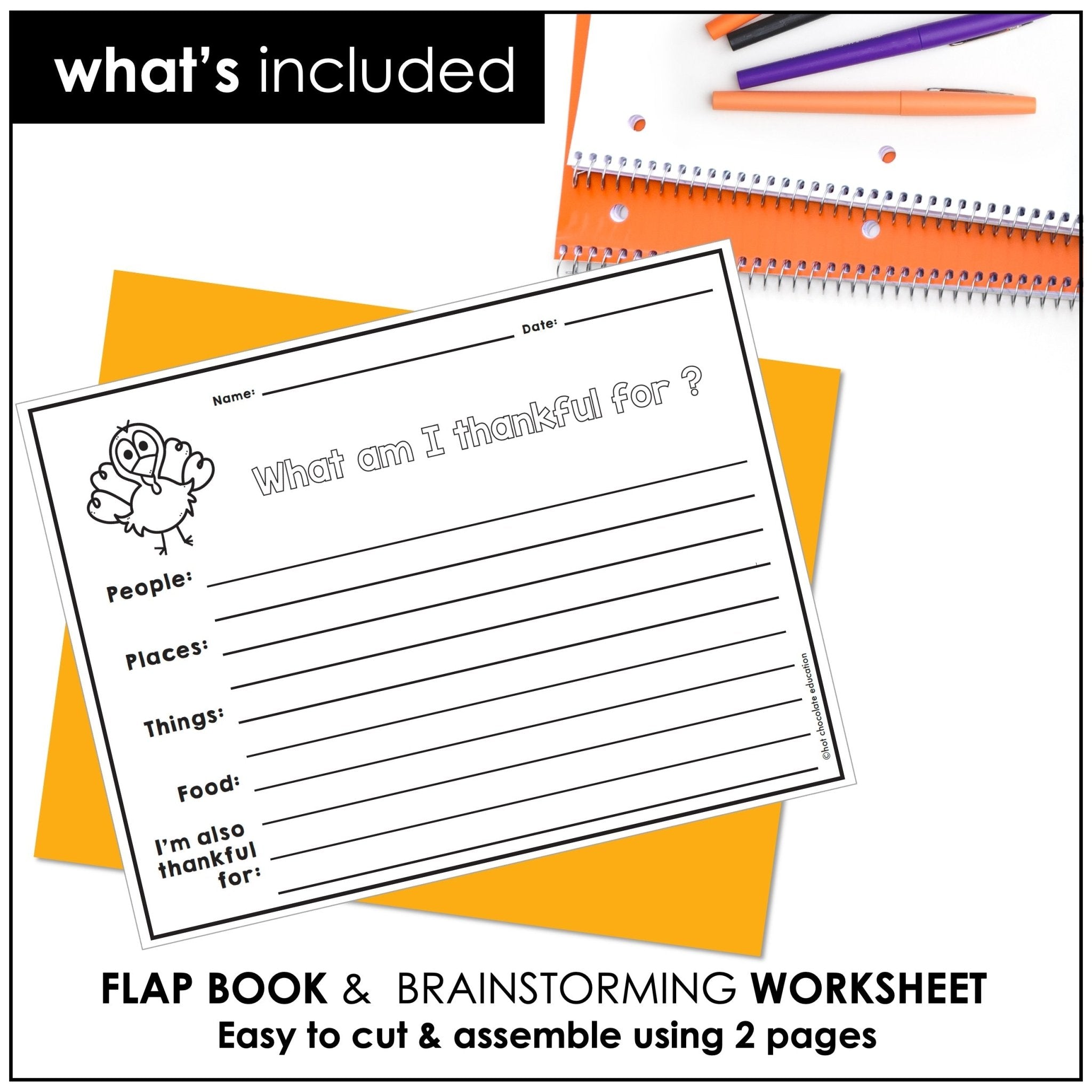 Thanksgiving Flap Book – ESL Writing Activity for Classroom - Hot Chocolate Teachables