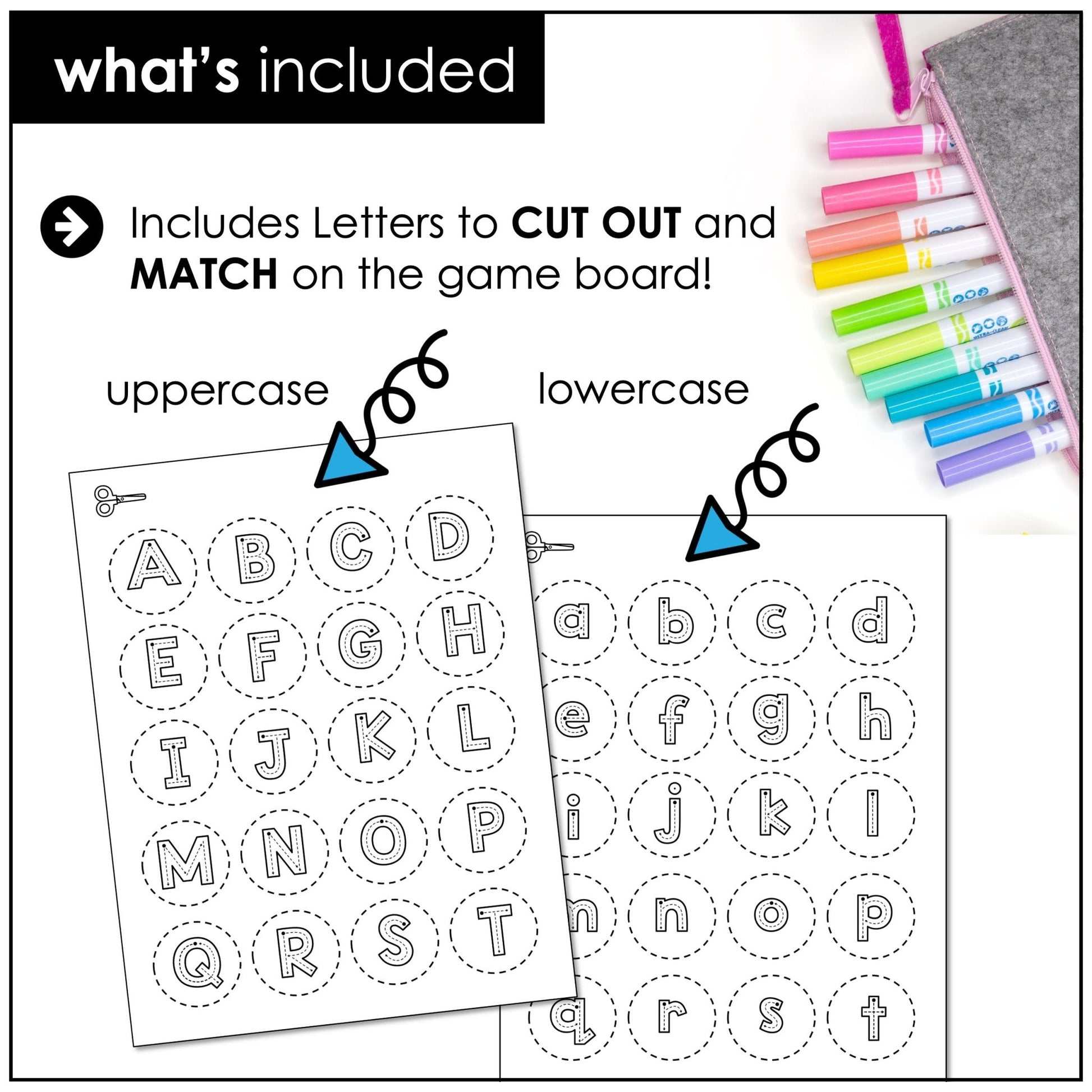 Uppercase & Lowercase Letter Matching Game – Alphabet Recognition for Kindergarten - Hot Chocolate Teachables