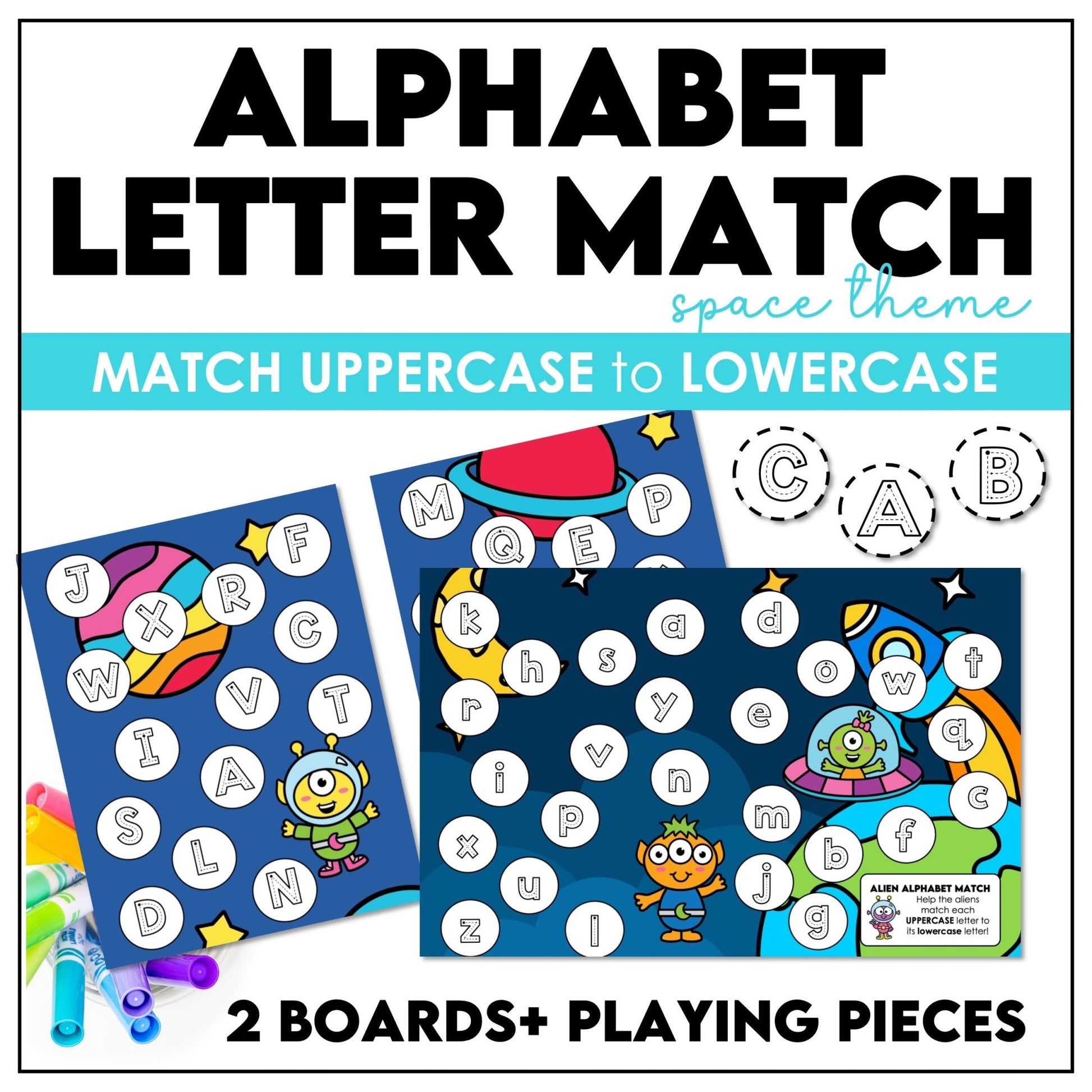 Uppercase & Lowercase Letter Matching Game – Alphabet Recognition for Kindergarten - Hot Chocolate Teachables