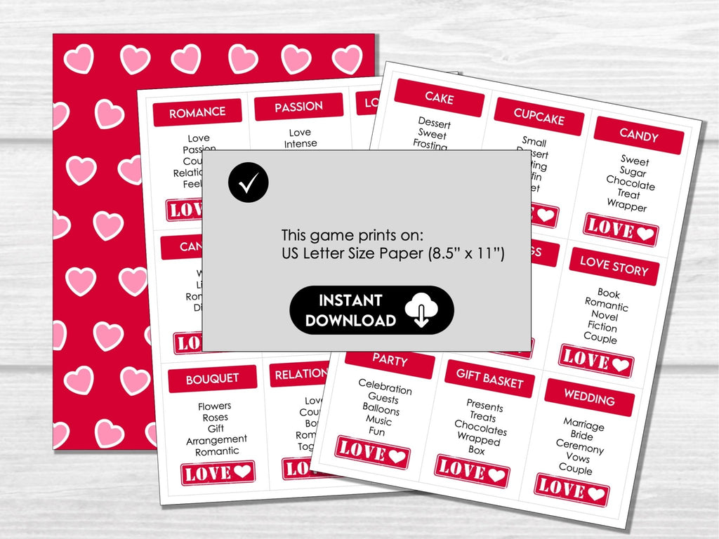 Valentine's Day Forbidden Word Game, Valentine's Day Taboo - Style Game, Printable Valentine's Day Party Games for Kids, Galentine's, Adults - Hot Chocolate Teachables