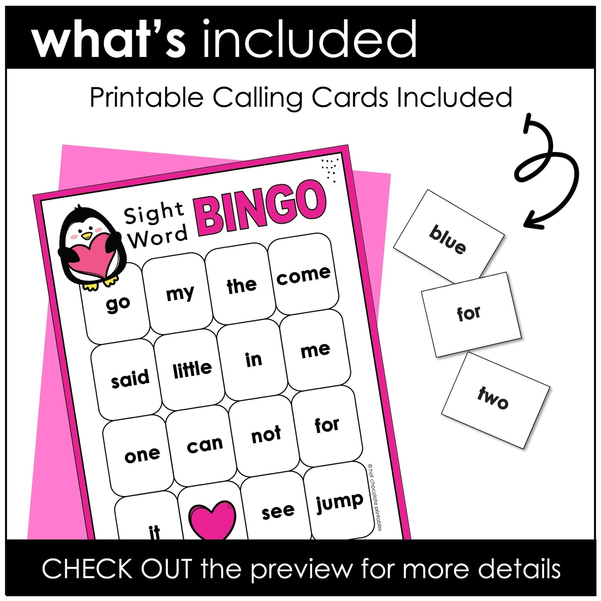 Valentine's Day Kindergarten Sight Word Bingo Game | Print & Google Slides™ - Hot Chocolate Teachables