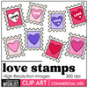 Valentine's Day Postage Stamps | Love Hearts Clipart - Hot Chocolate Teachables