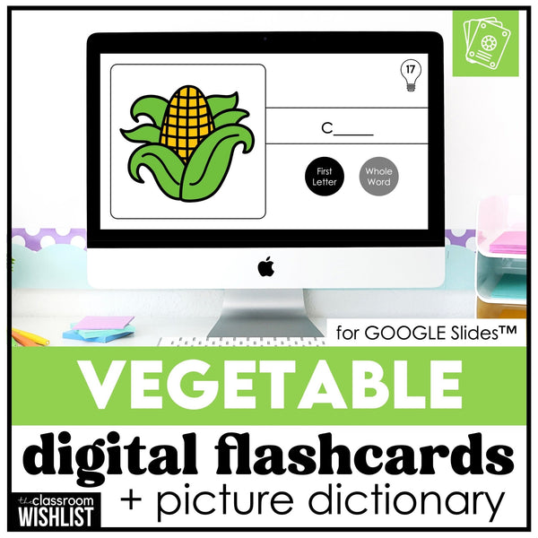 Vegetable Vocabulary - Digital Flashcards & English Picture Dictionary for ESL - Hot Chocolate Teachables