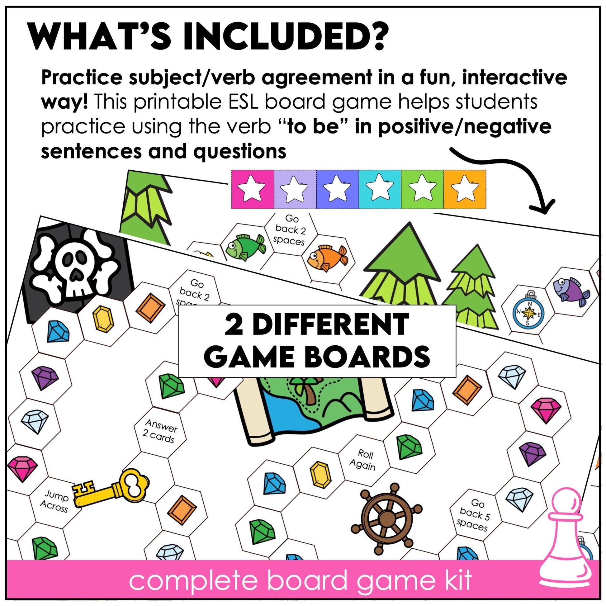 Verb To Be Board Game – Am, Is, Are ESL Subject - Verb Agreement Activity - Hot Chocolate Teachables