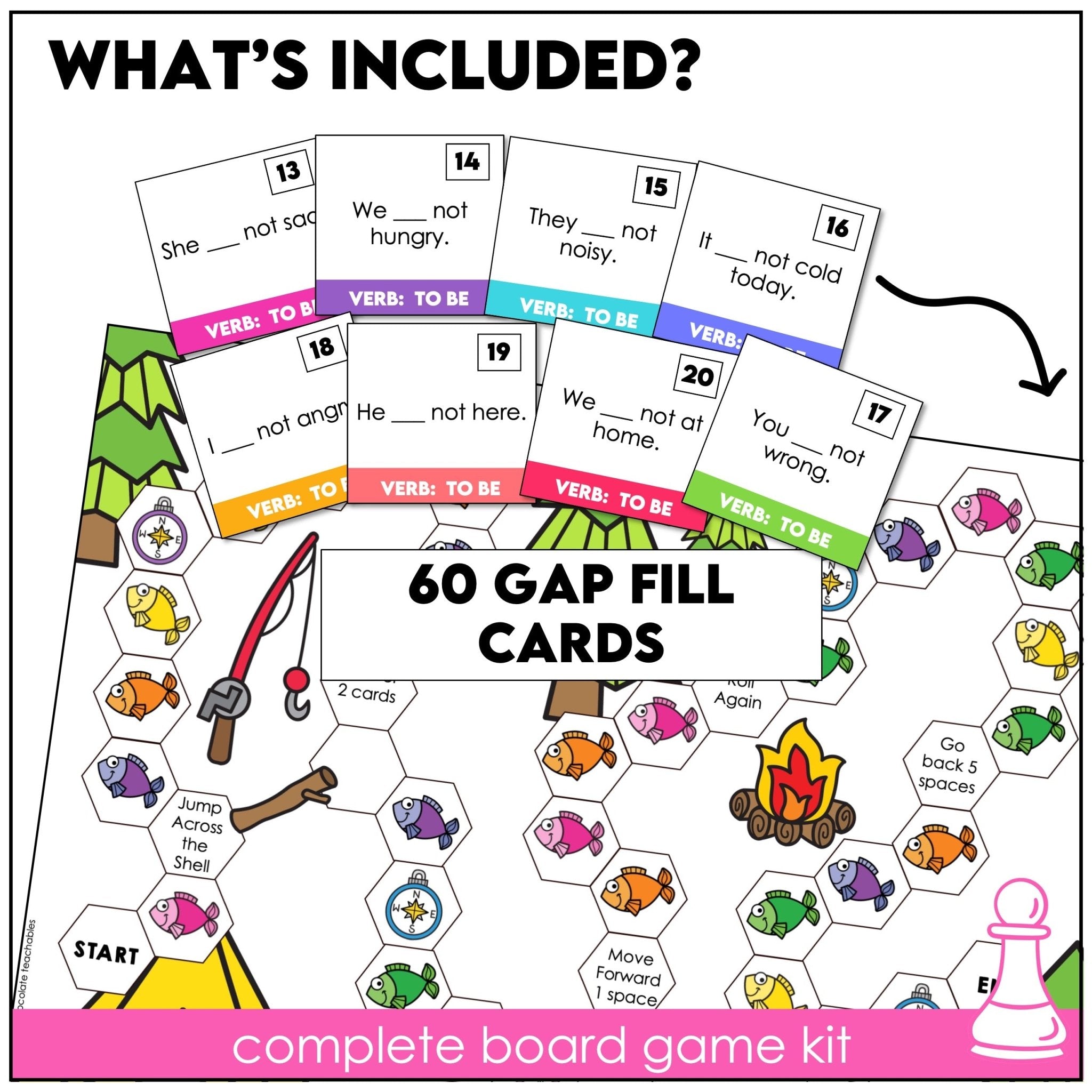 Verb To Be Board Game – Am, Is, Are ESL Subject - Verb Agreement Activity - Hot Chocolate Teachables