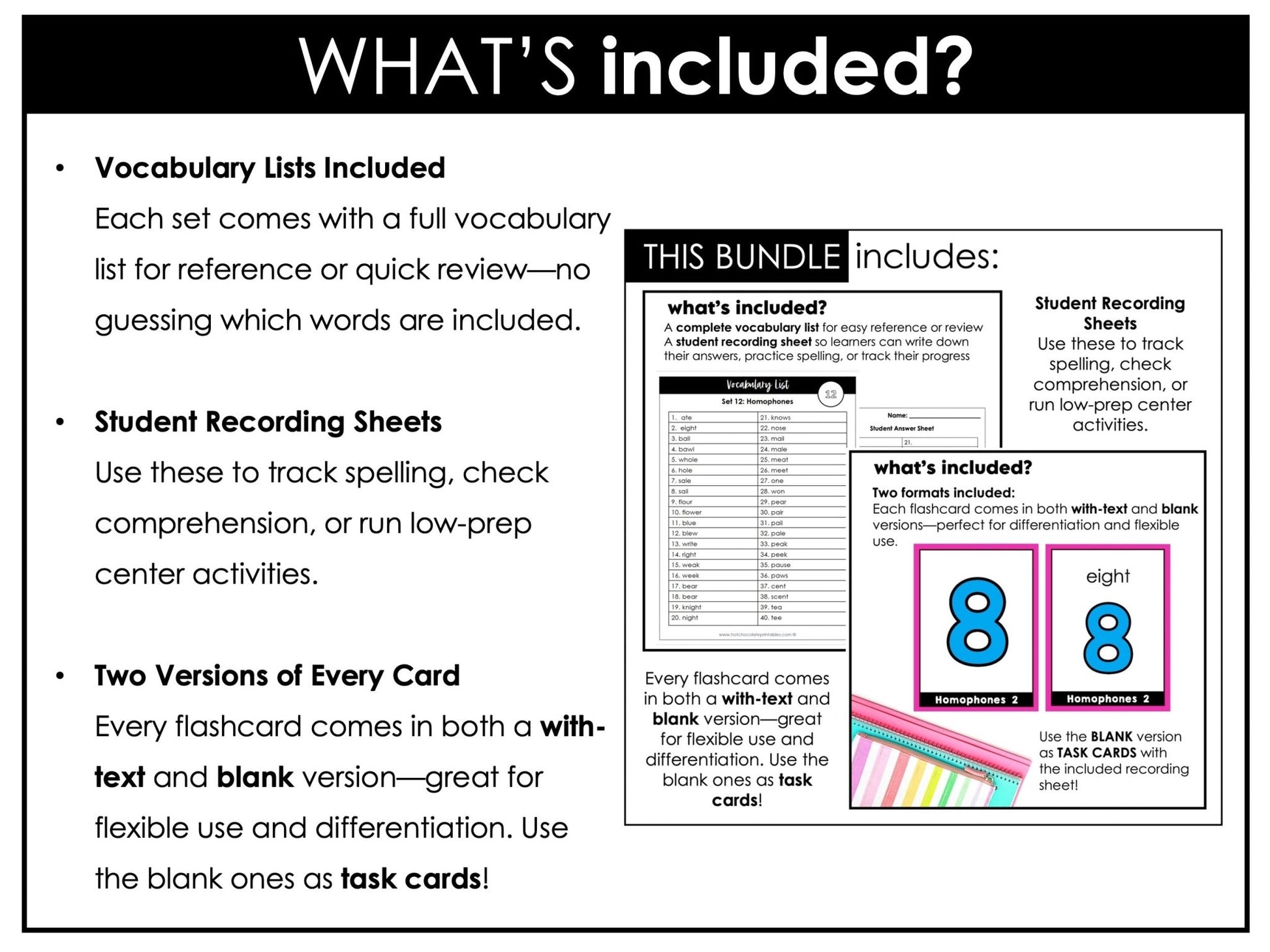 Vocabulary Flashcard Bundle for ESL ELL ELD - Task Card - Flash Card Toolkit - Hot Chocolate Teachables
