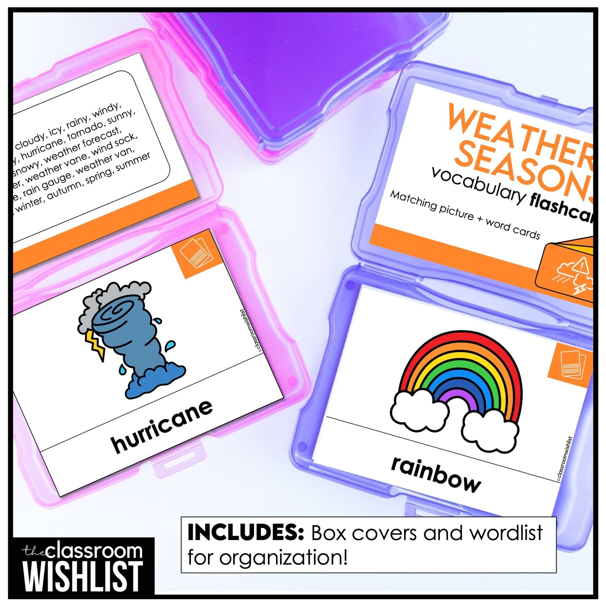 Weather & Seasons Bundle | Digital + Print Flash Cards & Picture Dictionary - Hot Chocolate Teachables