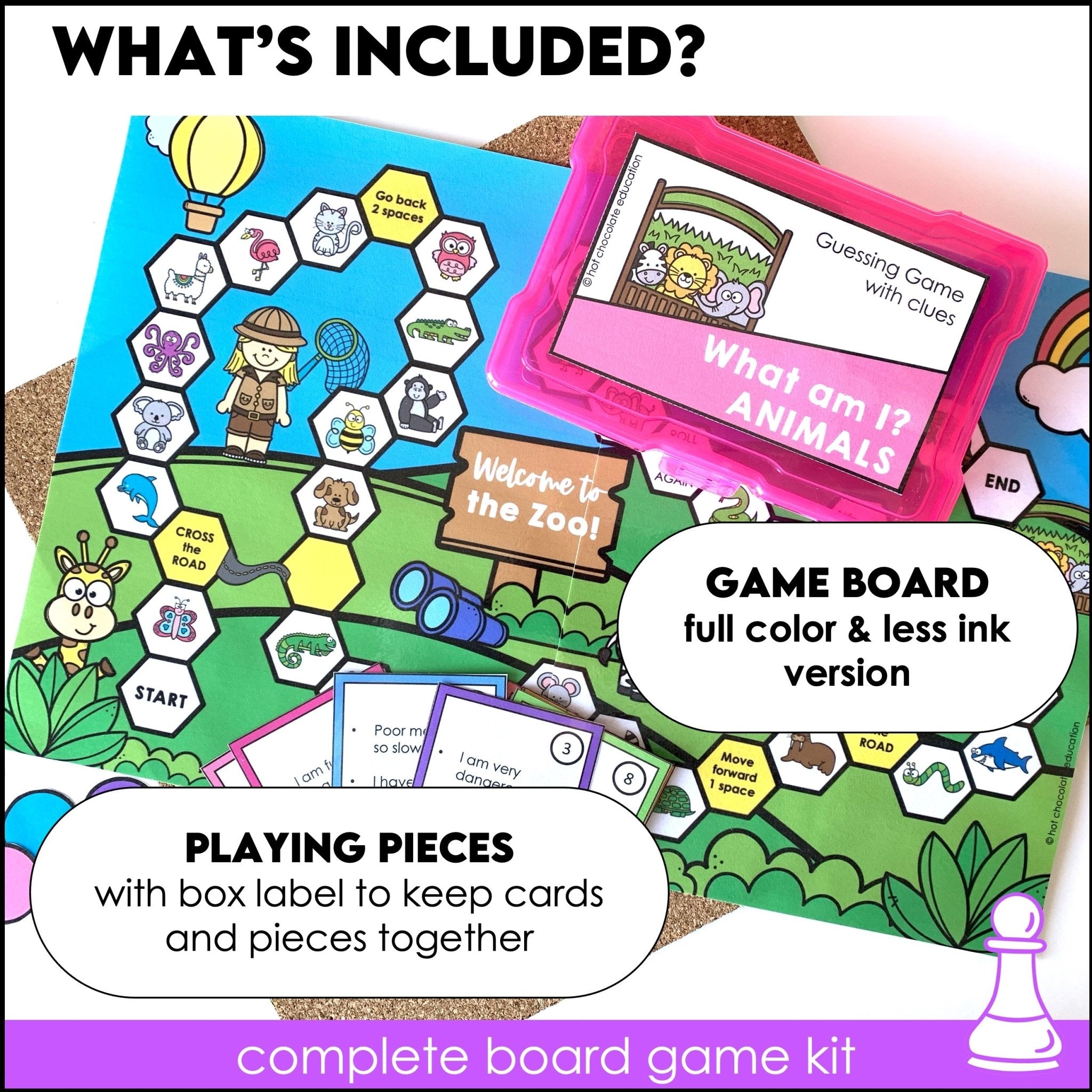 What am I? - Animal Recognition Guessing Game - Board Game with Clues - Hot Chocolate Teachables