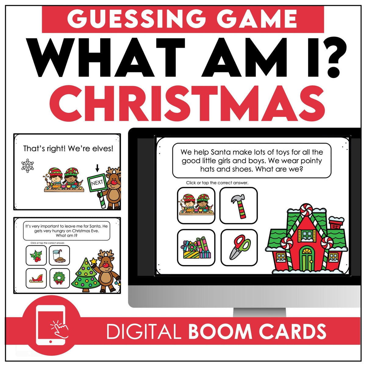 What am I? Christmas Guessing Game BOOM CARDS - Hot Chocolate Teachables