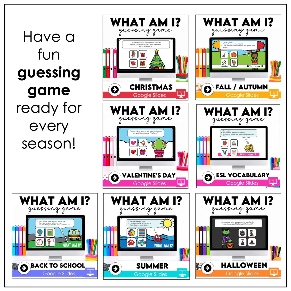 What Am I? Guessing Games Bundle – ESL Vocabulary & Inferencing - Hot Chocolate Teachables
