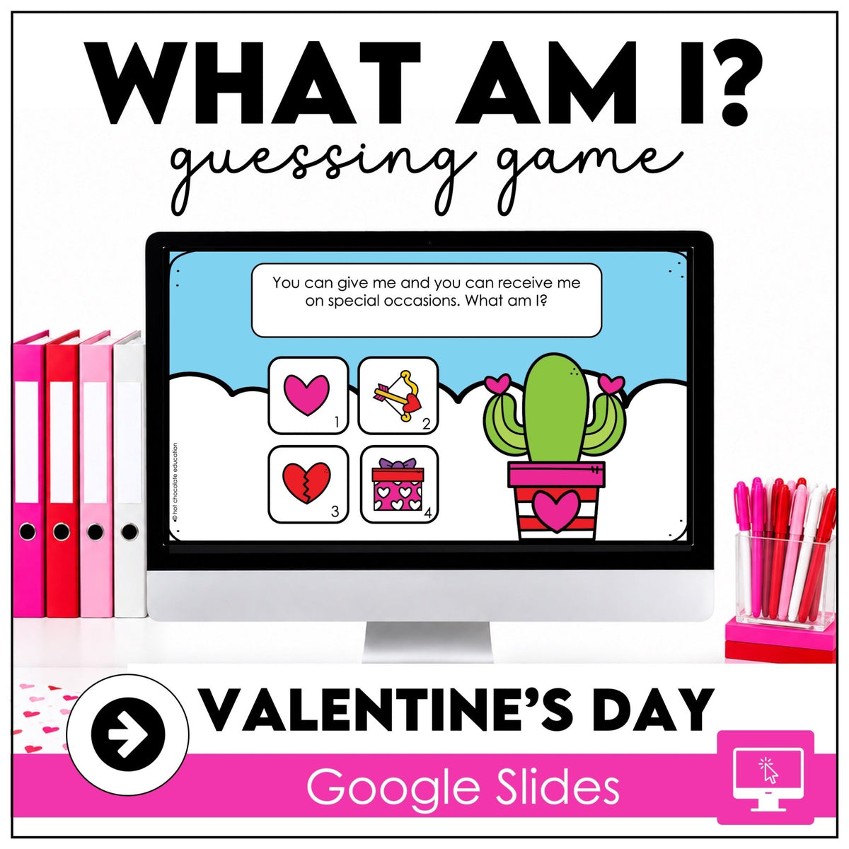 What am I? Valentine's Day Vocabulary Guessing Game | Google Slides™ ready - Hot Chocolate Teachables
