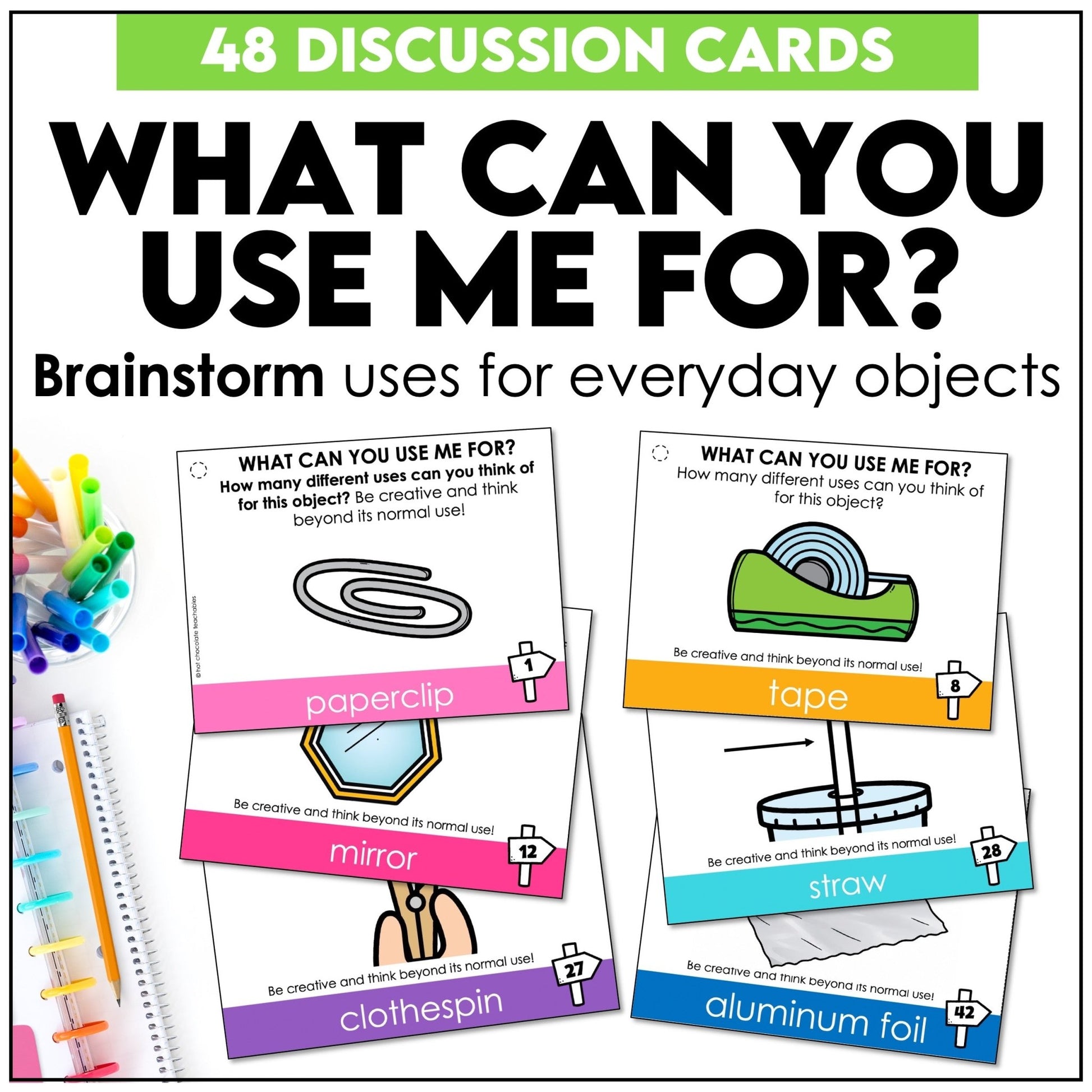What Can You Use Me For? Task Cards – Alternative Uses for Everyday Objects - Hot Chocolate Teachables