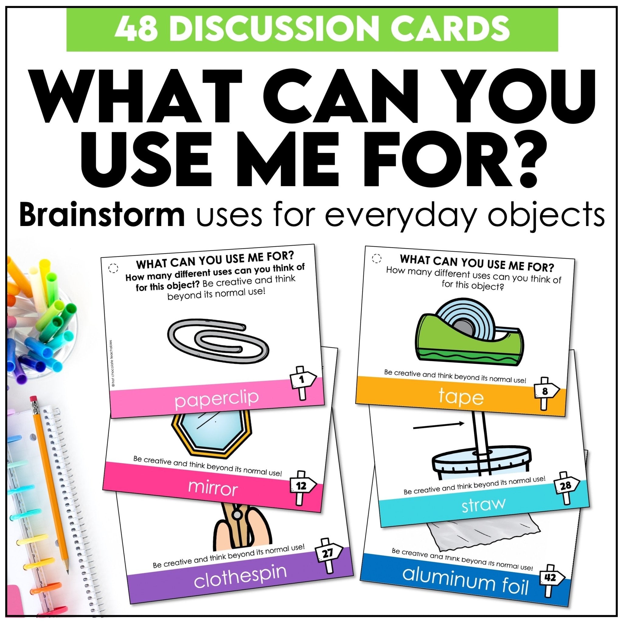 What Can You Use Me For? Task Cards – Alternative Uses for Everyday Objects - Hot Chocolate Teachables