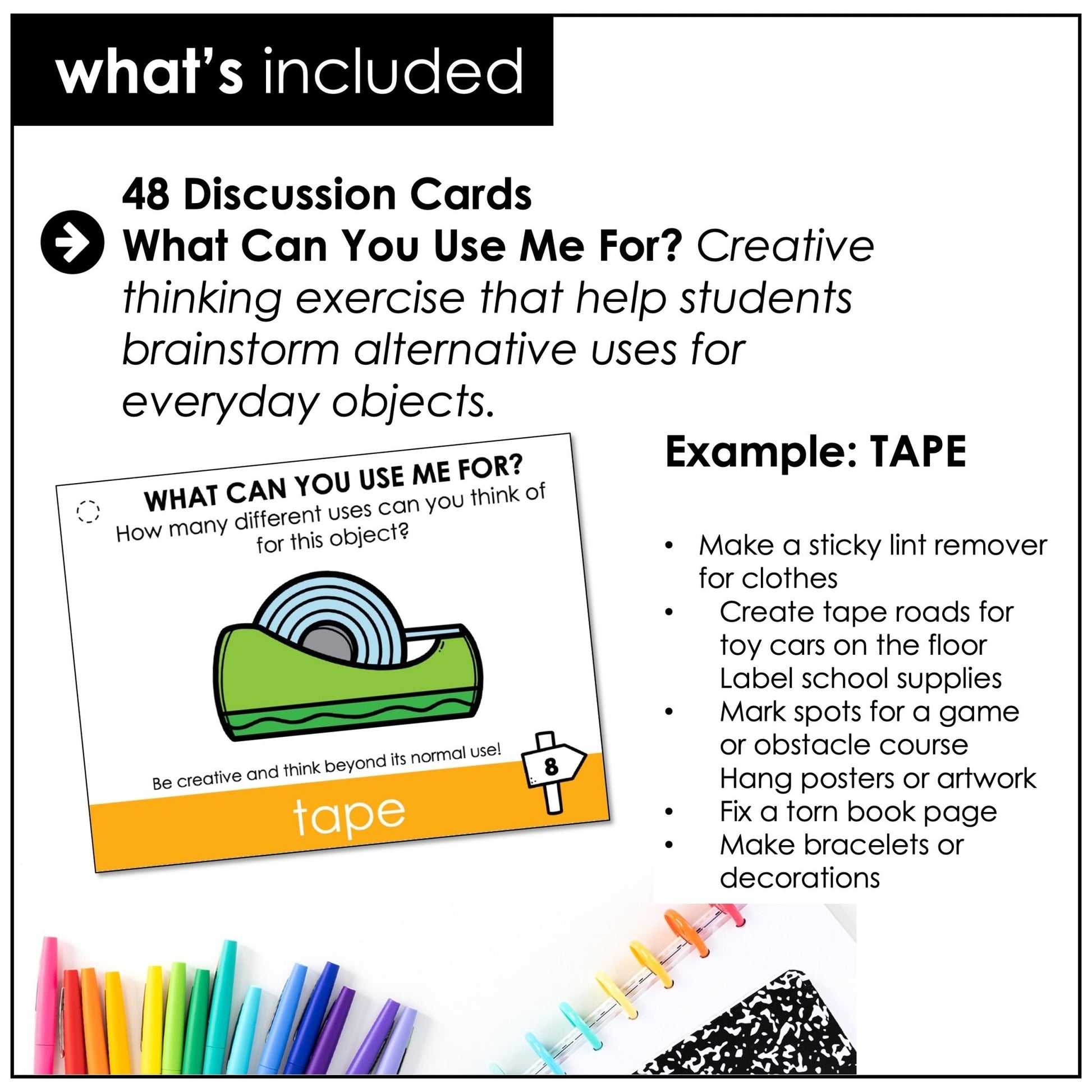 What Can You Use Me For? Task Cards – Alternative Uses for Everyday Objects - Hot Chocolate Teachables