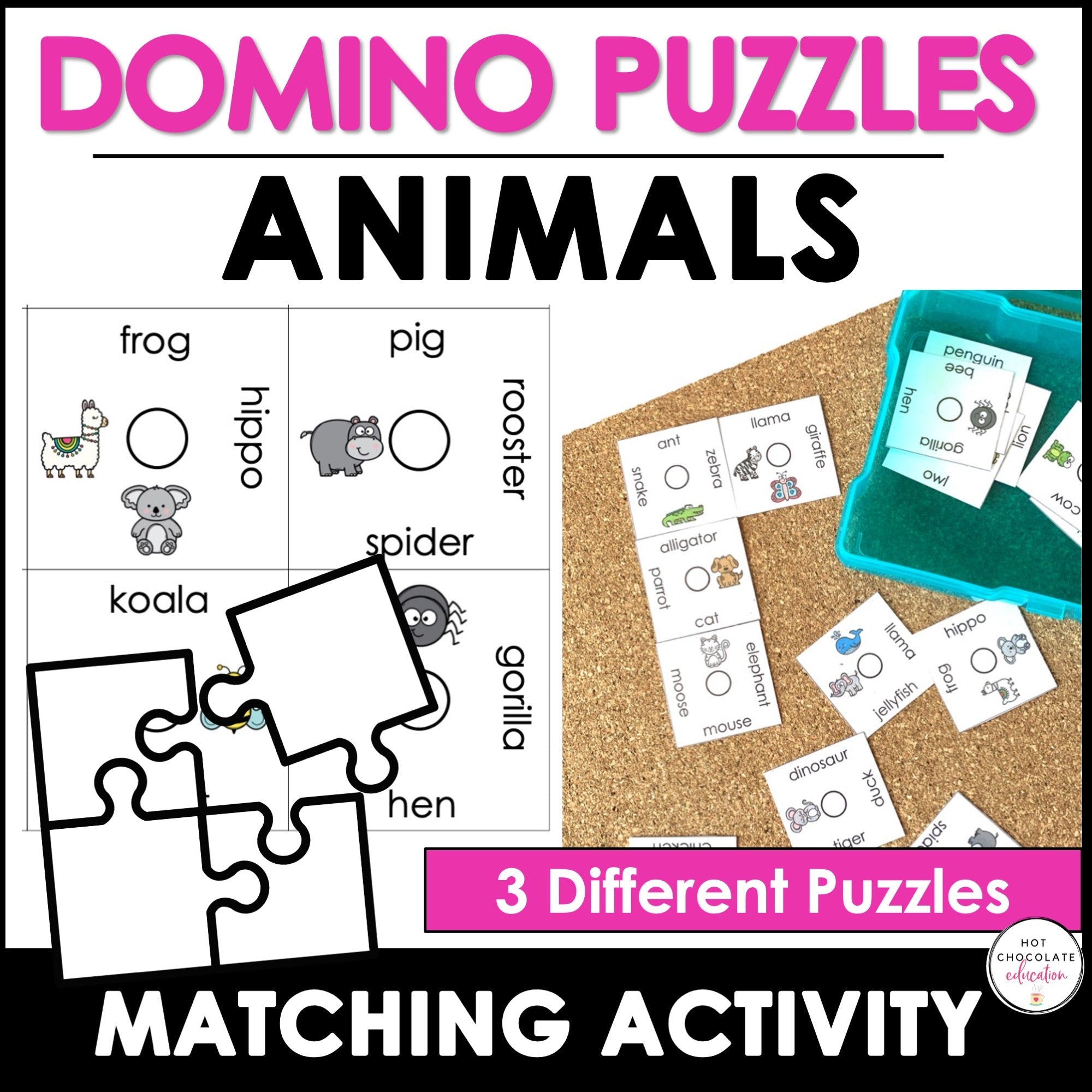 Wild Animal Dominoes - Fun Puzzle Game for Kids - Hot Chocolate Teachables