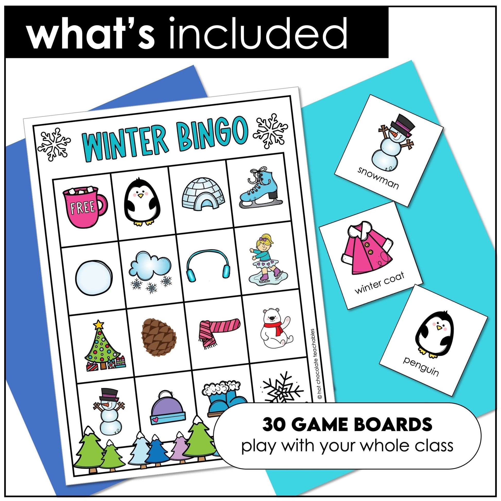 Winter Vocabulary Bingo Game – Seasonal Word Activity for Young Learners - Hot Chocolate Teachables