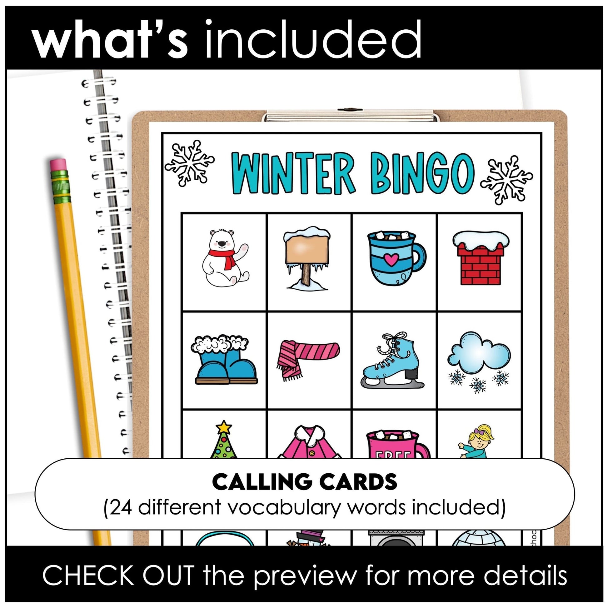 Winter Vocabulary Bingo Game – Seasonal Word Activity for Young Learners - Hot Chocolate Teachables