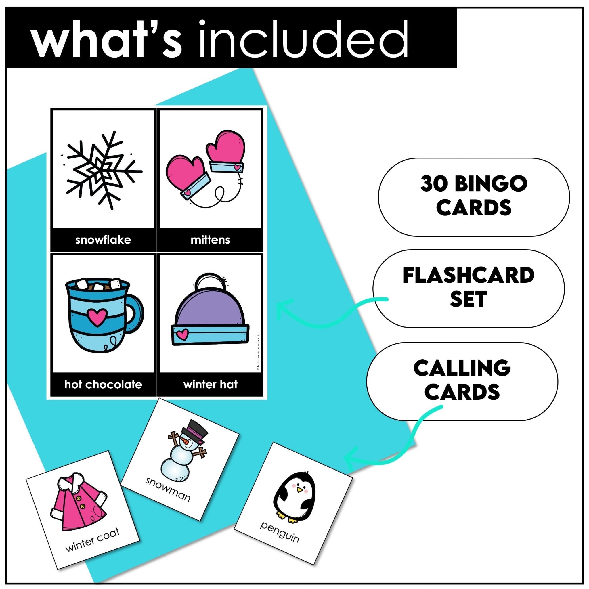 Winter Vocabulary Bingo Game – Seasonal Word Activity for Young Learners - Hot Chocolate Teachables