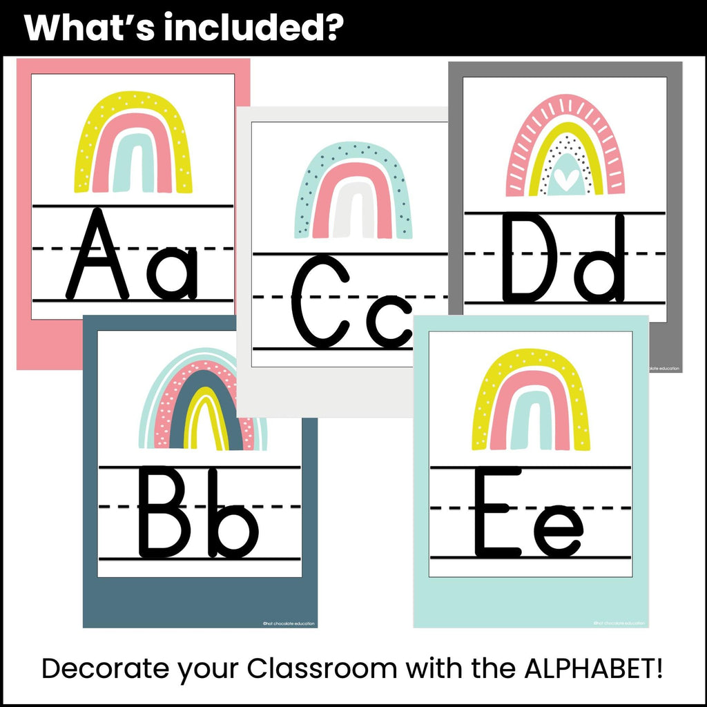 Alphabet Letter Posters Classroom Decor | Preschool / K / 1st - Hot Chocolate Teachables