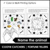 Animal Vocabulary Cootie Catcher Activity - Fortune Tellers & Worksheets - Hot Chocolate Teachables