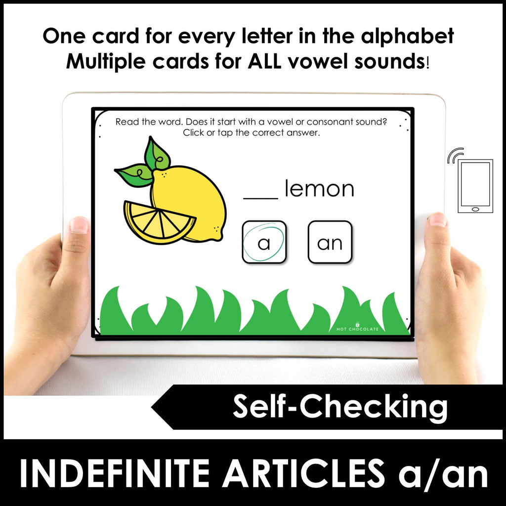 Articles A or AN? BOOM CARDS™ | Indefinite Articles - Hot Chocolate Teachables